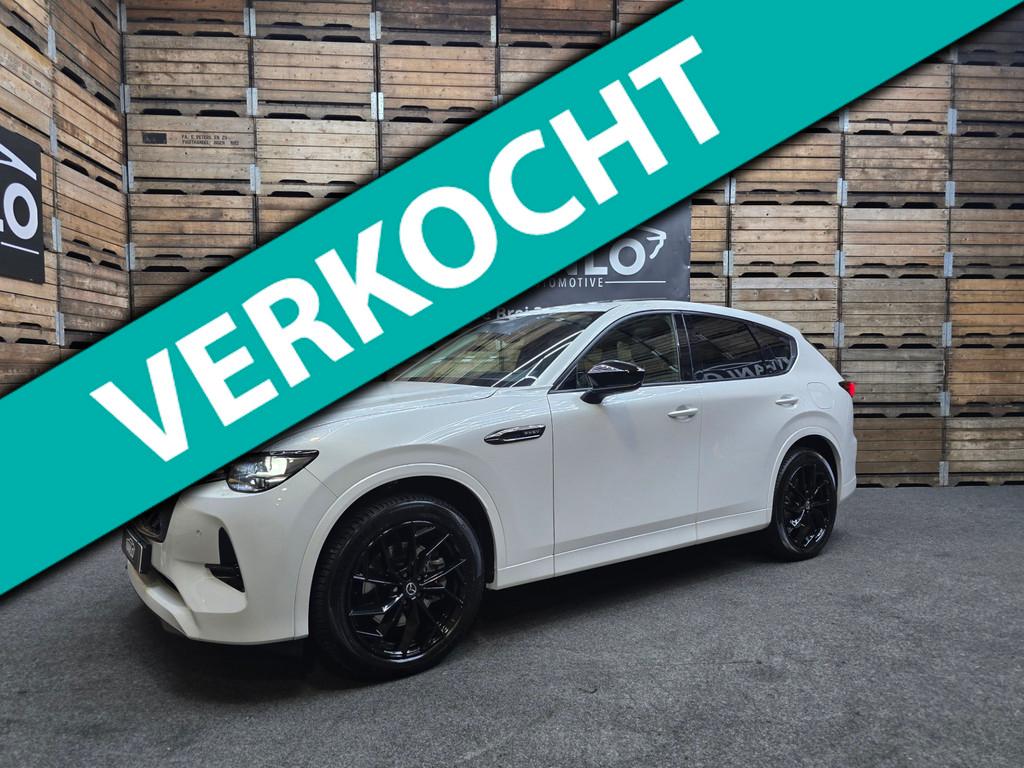 Mazda CX-60 2.5 e-SkyActiv PHEV Homura 360 Pano LED Leder Ca, Auto's, Mazda, Automaat, Gebruikt, 2500 kg, Wit