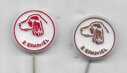 2 SPANIEL HONDEN DIEREN SPELDEN UIT 1 SERIE, Ophalen of Verzenden, Gebruikt, Dier of Natuur, Speldje of Pin