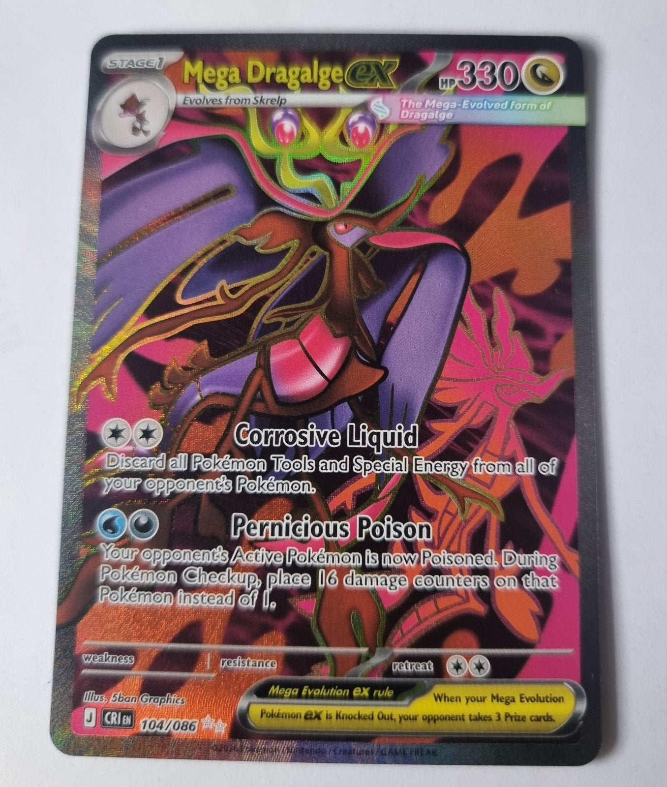 Mega Dragalge EX Pokémon Kaart 104/086, Ophalen of Verzenden, Zo goed als nieuw, Losse kaart, Foil