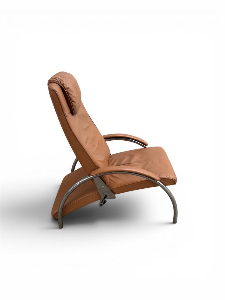 Optima verstelbare relax fauteuil Ingmar Relling cognacleer., Ophalen of Verzenden, Gebruikt