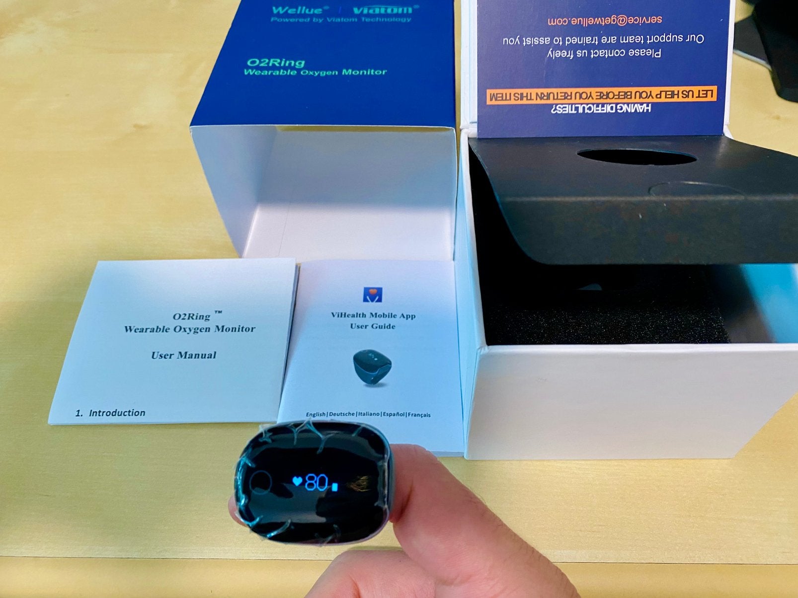 O2Ring Wellue Pulsoximeter Zuurstofmeter Hartslag, Ophalen of Verzenden, Zo goed als nieuw, Overige typen