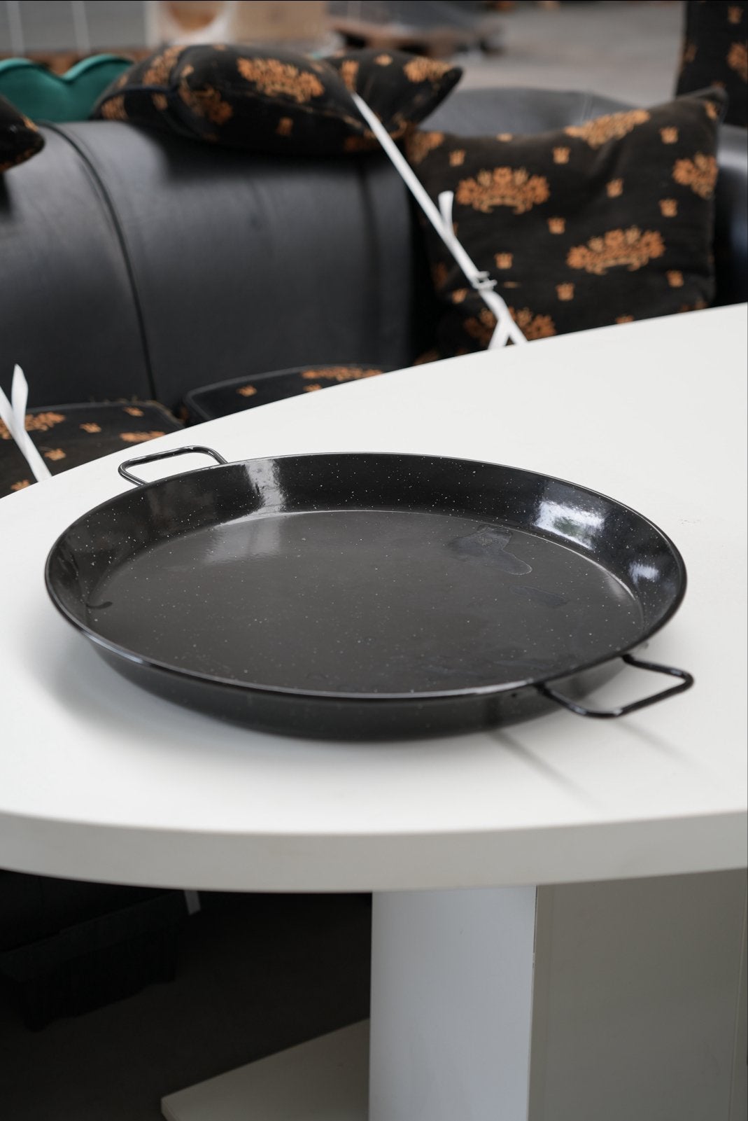 Zwarte paella pan met handvatten, Ophalen, Zwart, Metaal, Overige merken