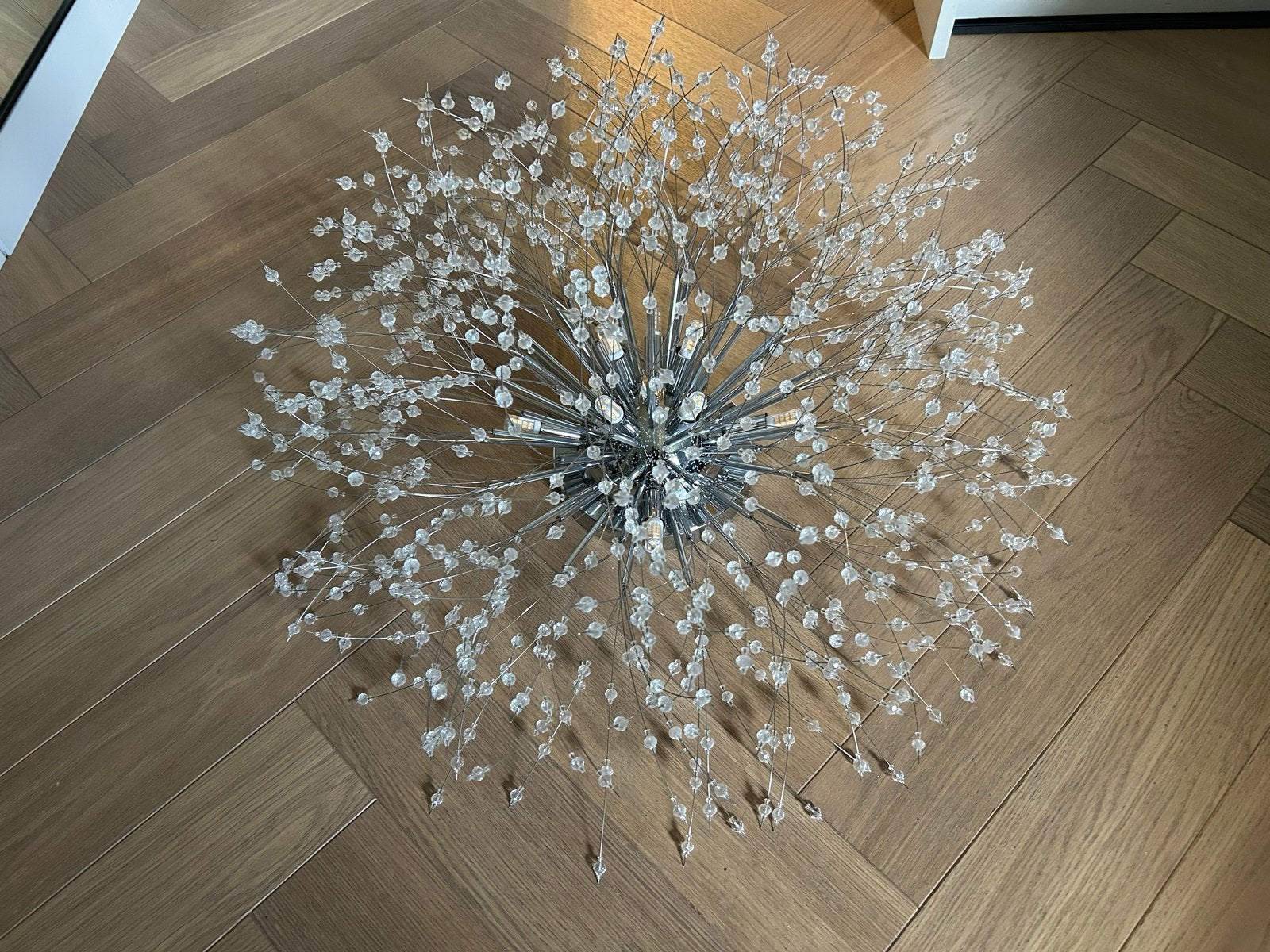 Luxe Kristallen Plafondlamp - Dandelion Design, Ophalen, Gebruikt, Glas