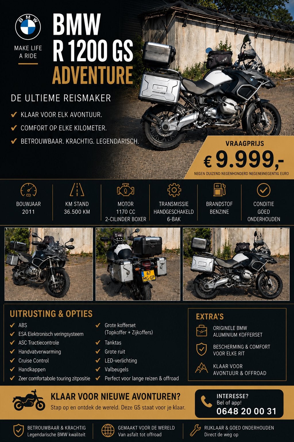 BMW R1200GS Adventure 2011 - Klaar voor elk avontuur!, Motoren, Motoren | BMW, 2 cilinders, Occasion, Motorrijbewijs A, Particulier
