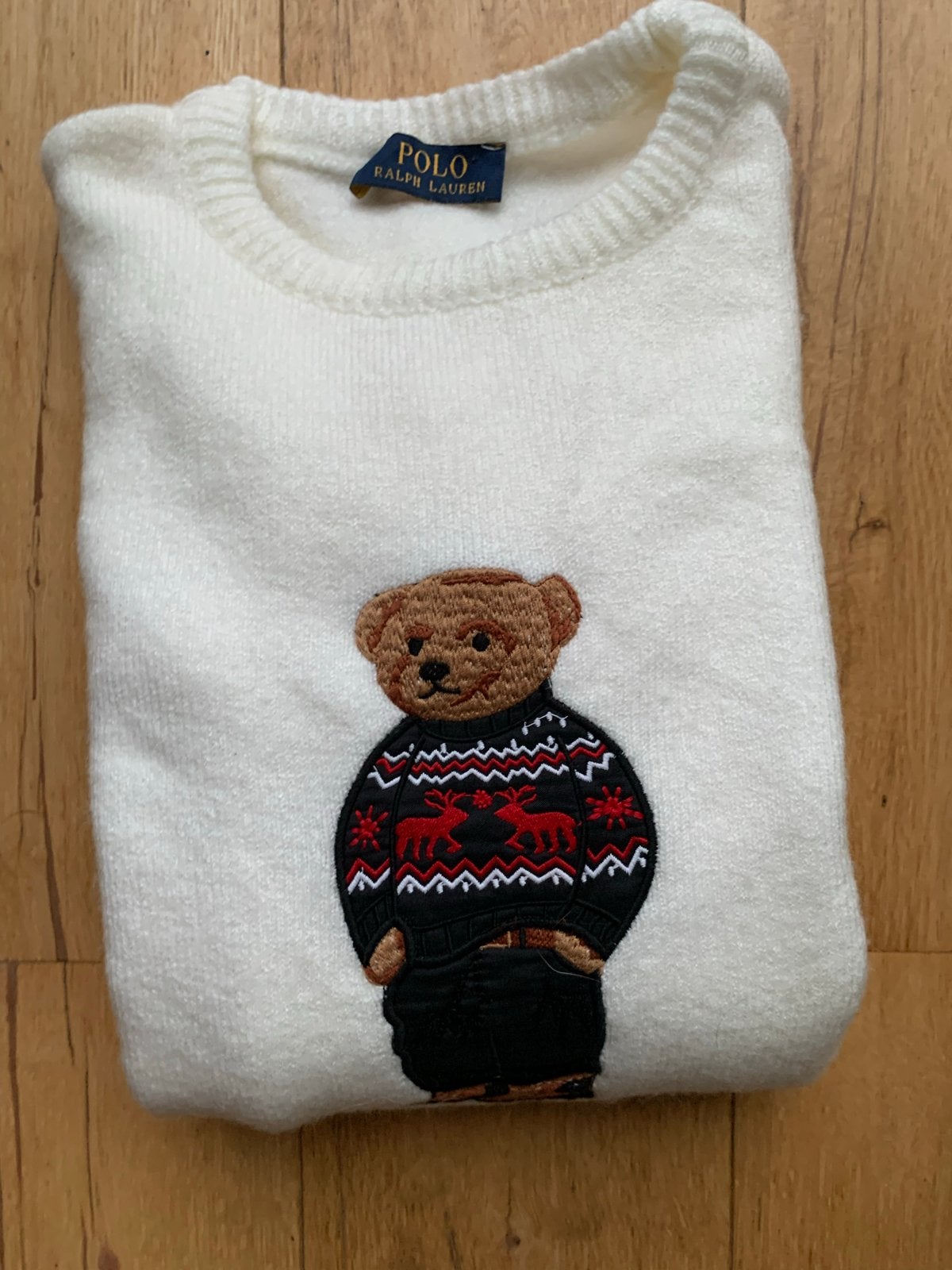 Polo Ralph Lauren Trui met Polo Bear, Ophalen of Verzenden, Zo goed als nieuw, Maat 38/40 (M), Wit