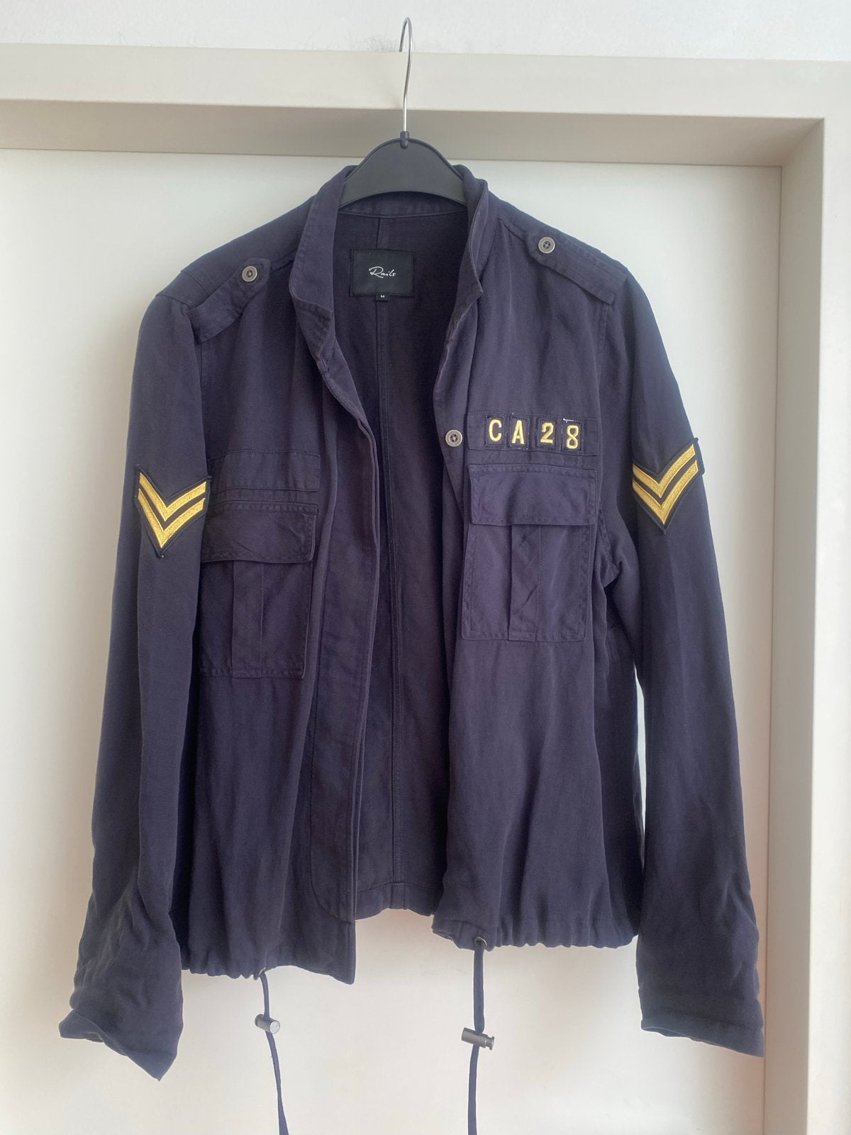 Rails Maverick Indigo jas met militaire details - Maat M, Verzenden, Zo goed als nieuw, Maat 38/40 (M), Blauw