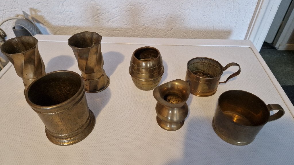antieke koperen potjes vaasjes, Ophalen of Verzenden, Koper