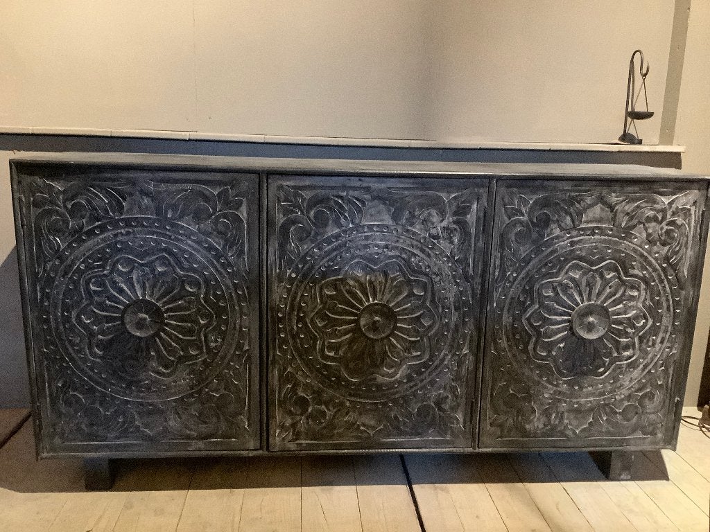 Mangohouten wandkast handgegraveerd SUMMERSALE!, Huis en Inrichting, Kasten | Kledingkasten, Ophalen, Met deur(en), India, 150 tot 200 cm