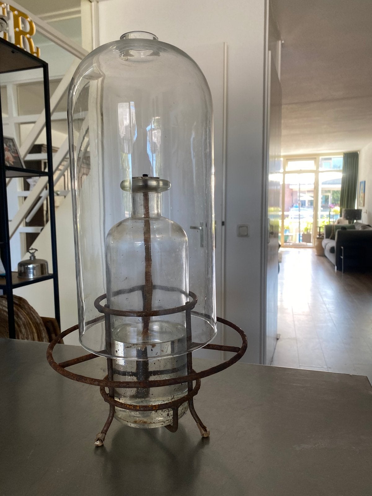 Prachtig Antiek Windlicht, Ophalen of Verzenden, Gebruikt