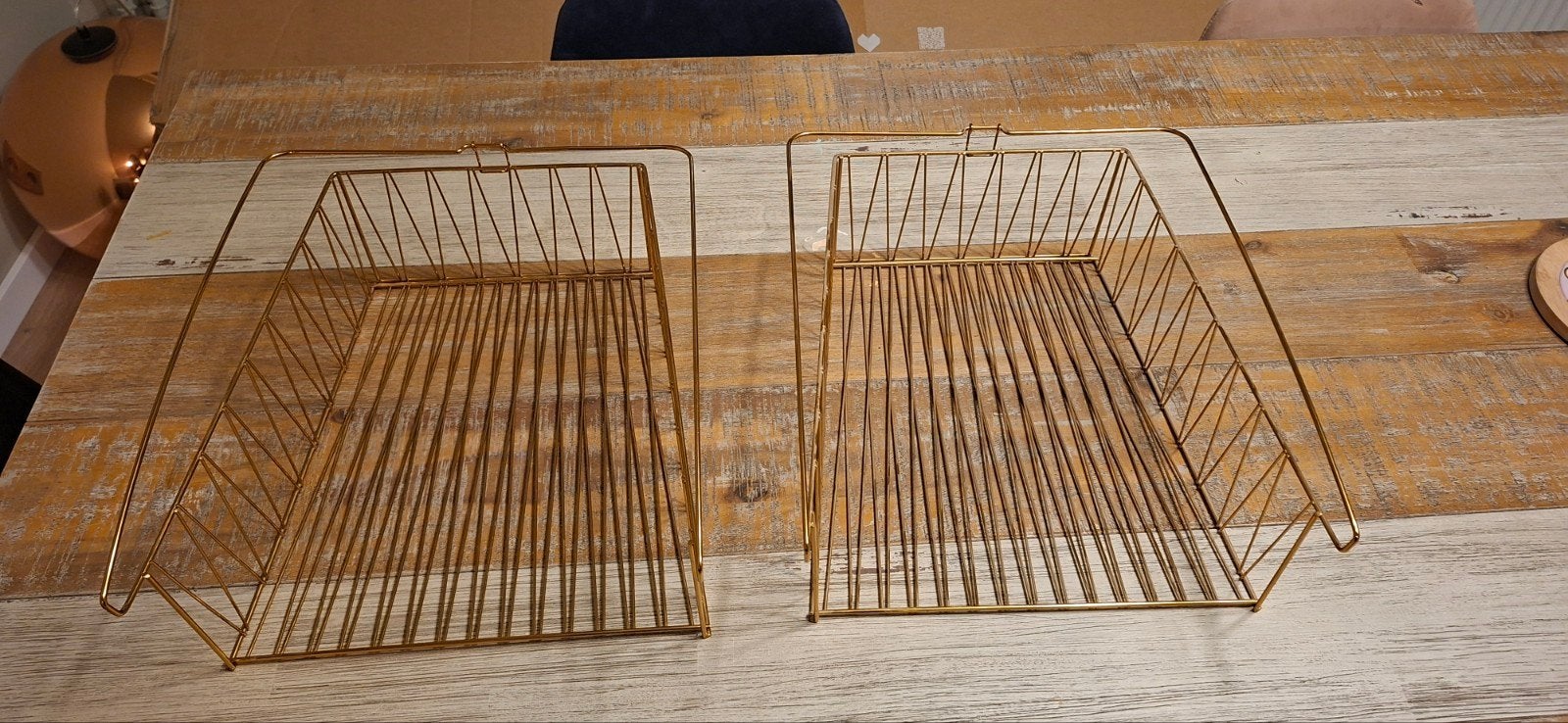 Decoratieve hangmandjes voor IKEA Kallax kast, goudkleurig, Ophalen, Zo goed als nieuw, Goud, Metaal