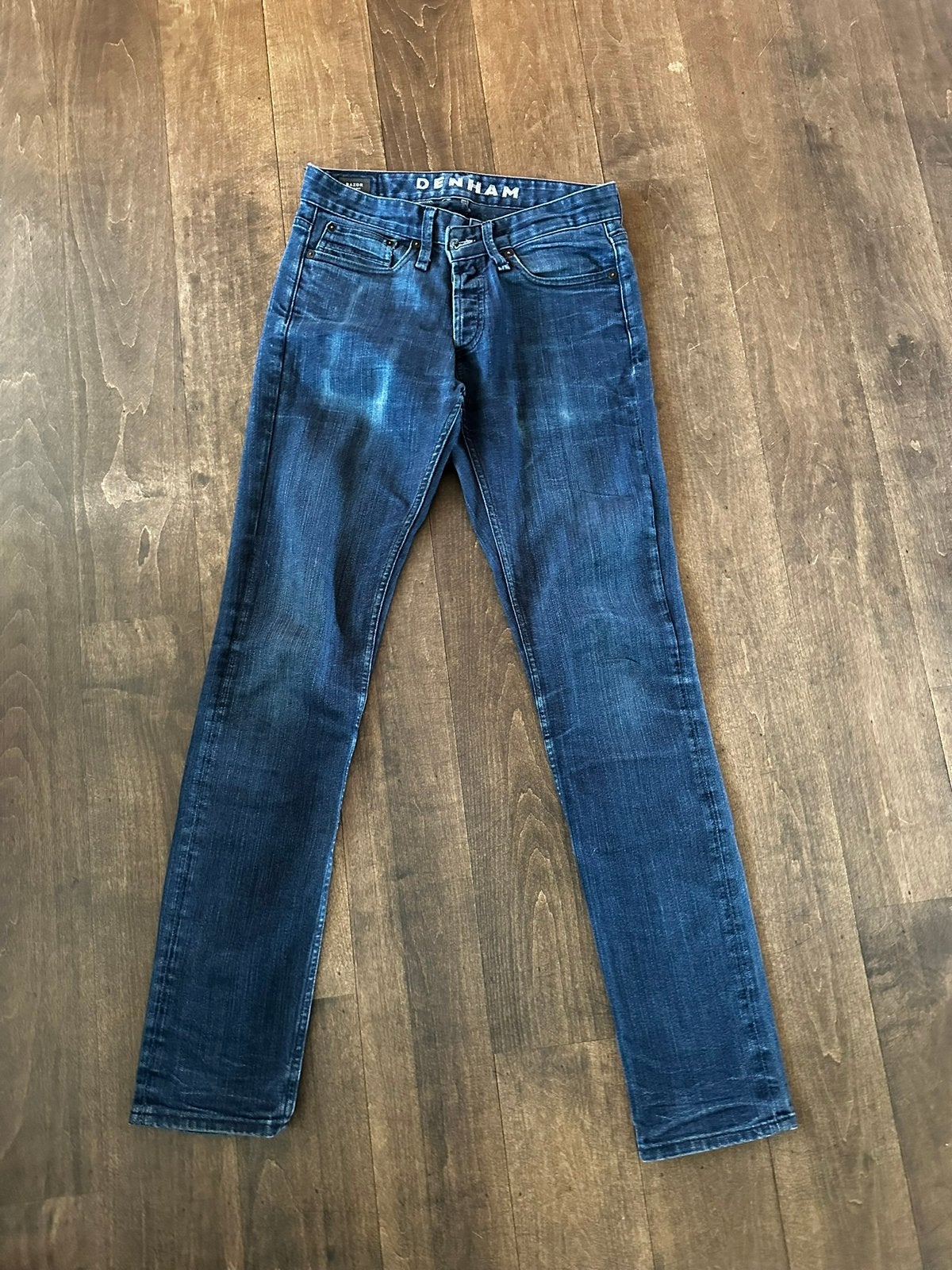 Denham spijkerbroek blauw Razor maat 30 (15), Blauw, W32 (confectie 46) of kleiner, Ophalen of Verzenden, Zo goed als nieuw