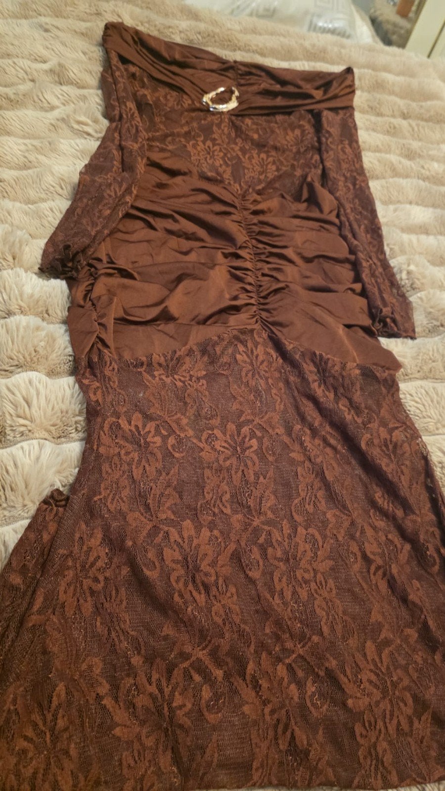 Mooie bruine gala jurk, maat S/M, nooit gedragen, Kleding | Dames, Jurken, Ophalen of Verzenden