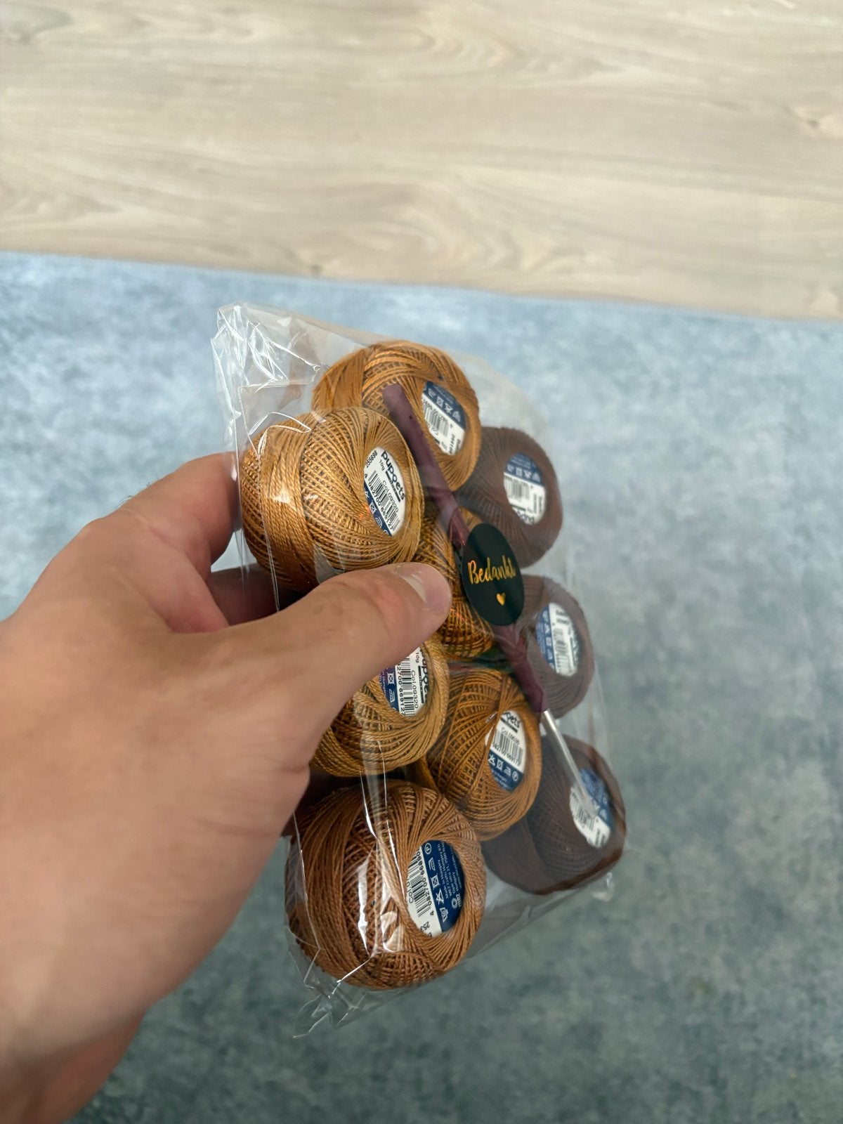 Set van 9 bollen haakkatoen met haaknaald, Ophalen of Verzenden, Nieuw, Haken, Wol of Garen