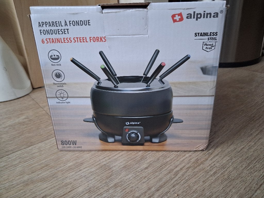 Alpina Elektrische Fondueset 800W - Nieuw, Ophalen of Verzenden, Nieuw, Elektrisch, Fondueset