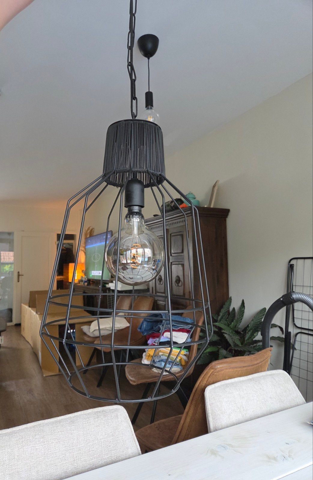 Hanglamp Arlene mat zwart - Industriële stijl, Ophalen, E27 (groot), Zo goed als nieuw, Metaal