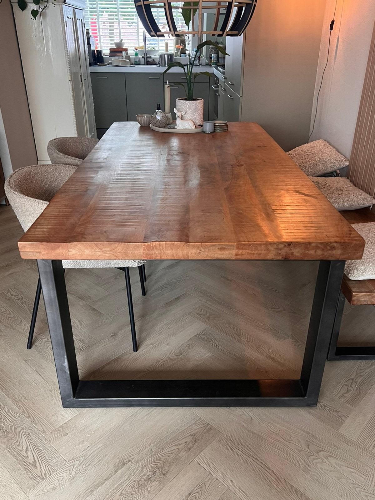 Eettafel met bijpassend bankje, Huis en Inrichting, Ophalen, Zo goed als nieuw, Rechthoekig, 50 tot 100 cm
