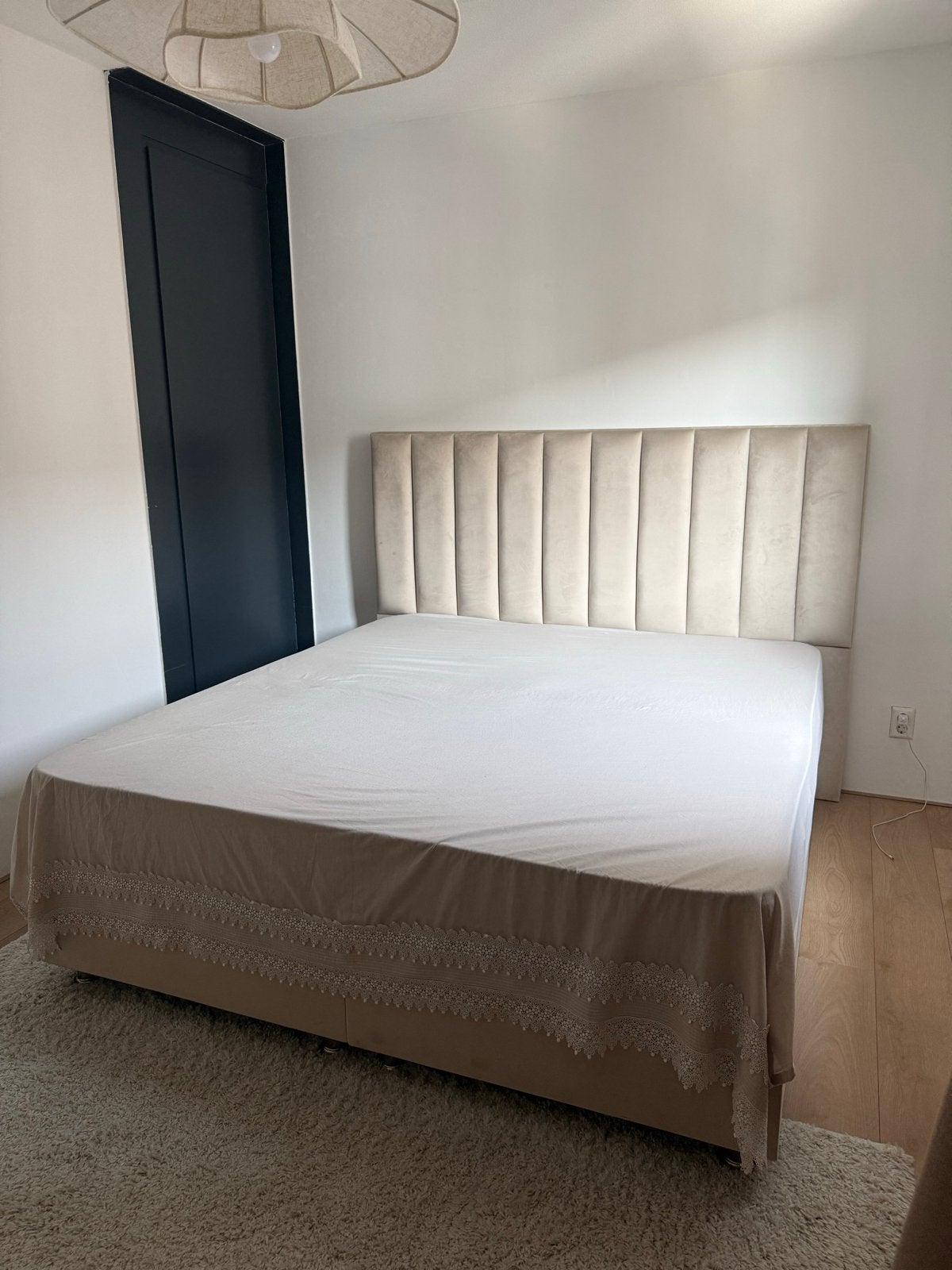 Luxe tweepersoonsbed met opbergruimte, Ophalen, Verstelbaar, Beige, Tweepersoons