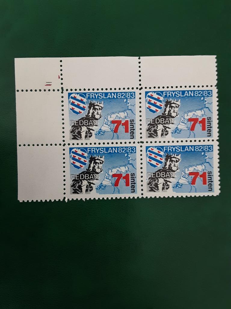 Streekpost. Augustinusga. Fryslan Redbad. Blokje van 4 ( pf), Postzegels en Munten, Ophalen of Verzenden