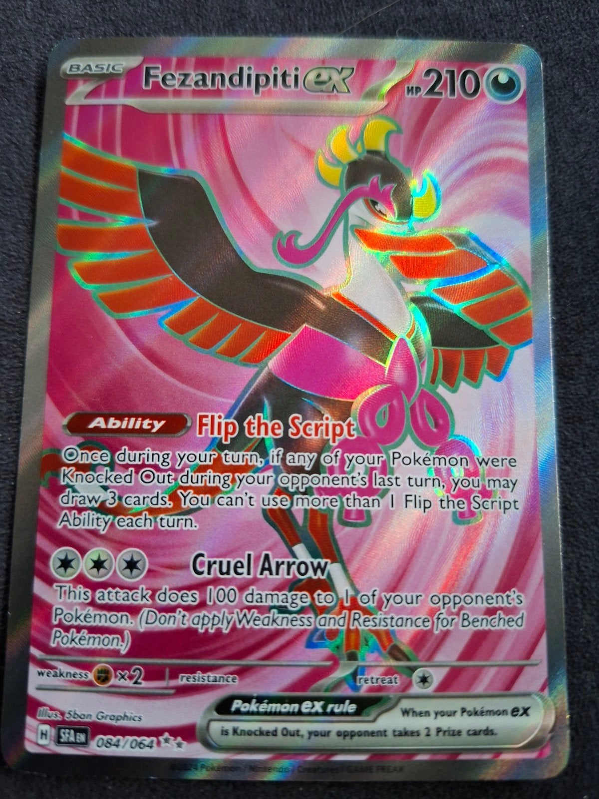 Fezandipiti ex 084/064 - Pokémon kaart, Hobby en Vrije tijd, Verzamelkaartspellen | Pokémon, Ophalen, Zo goed als nieuw, Losse kaart