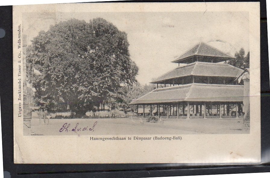 Ned Indië 1903 hanengevecht Denpassar (vouwtje LL corner, Ophalen, Voor 1920, Buiten Europa