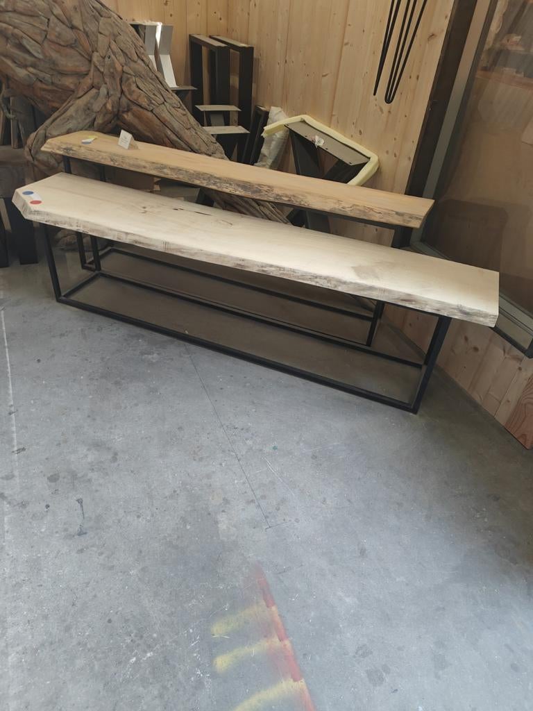 Sidetables met boomstamblad: Esdoorn & Populier - OP=OP!, Huis en Inrichting, Tafels | Sidetables, Nieuw, 25 tot 50 cm, 200 cm of meer