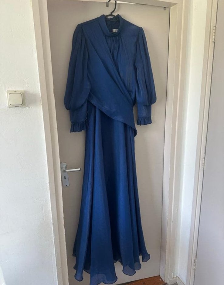 Gala jurk, Galajurk, Blauw, Maat 46/48 (XL) of groter, Ophalen of Verzenden