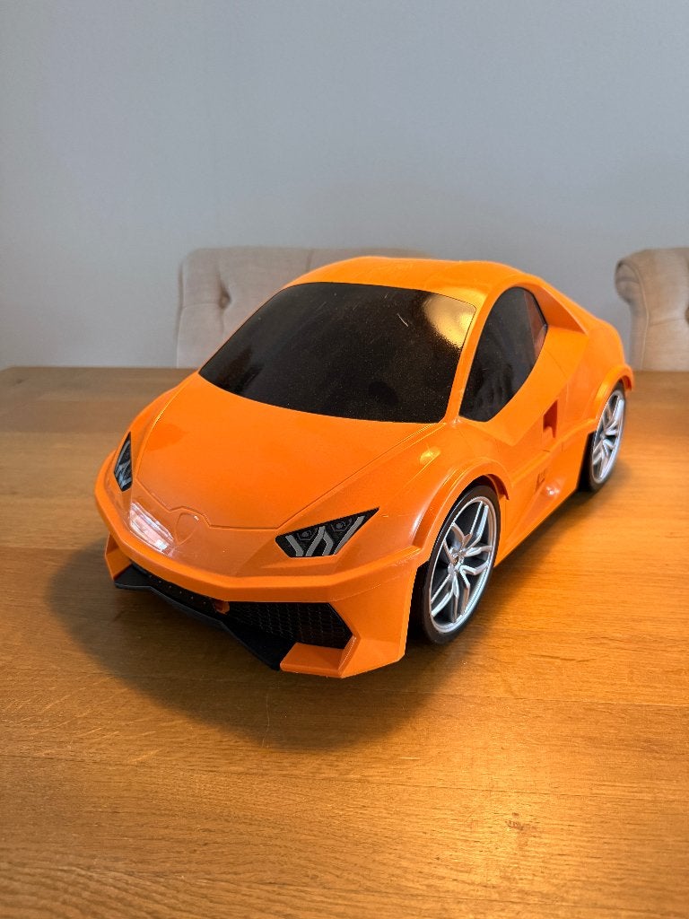 Leuke Lamborghini Huracán Kinderkoffer oranje, Uitschuifbare handgreep, Gebruikt, Hard kunststof, Minder dan 50 cm