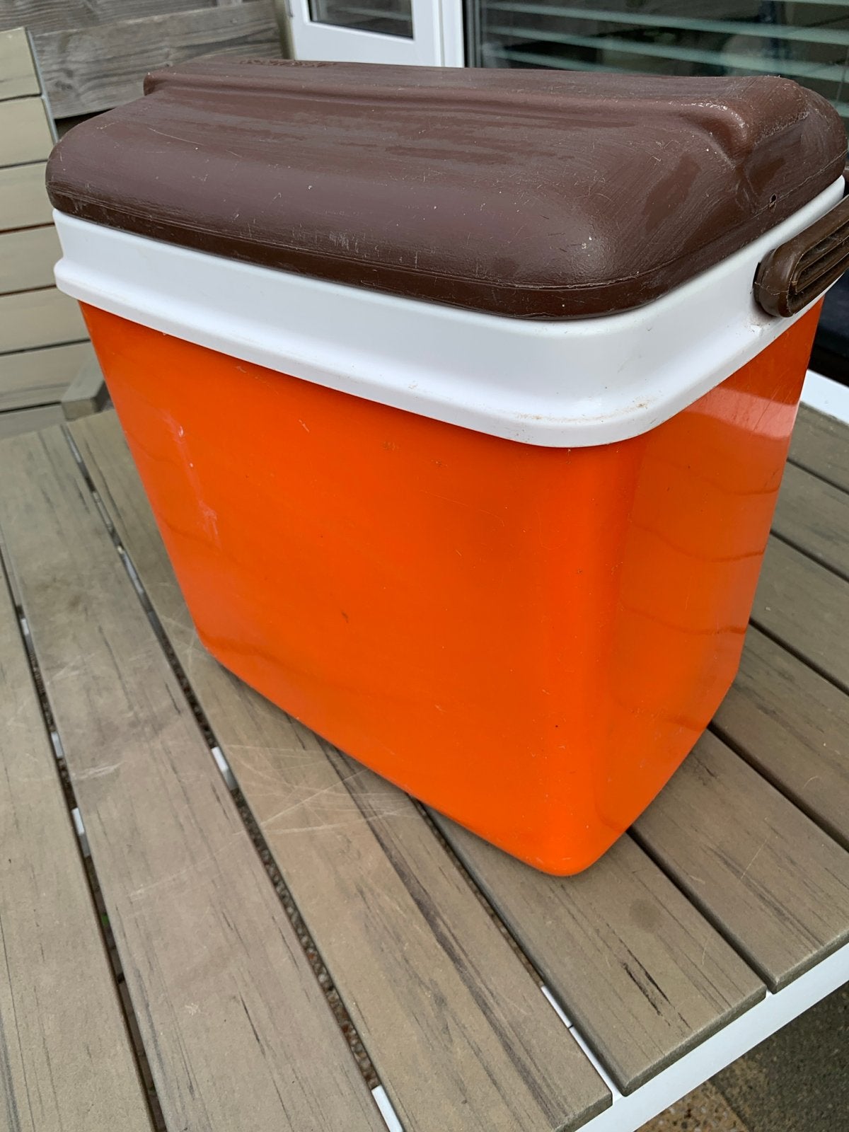 Vintage Oranje Koelbox - Ideaal voor Picknicks & Campings, Ophalen, Gebruikt, Koelbox, Koelelement