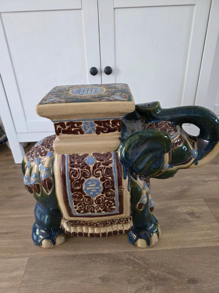 Decoratieve olifant 43cm - Keramiek, Gebruikt, Meerkleurig, Ophalen of Verzenden, Oosters