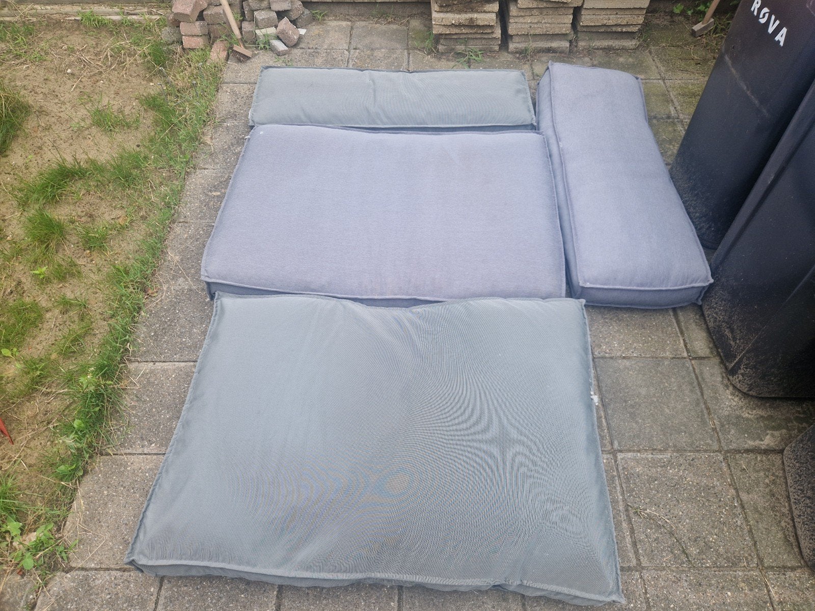 2 sets palletkussens - grijs, Tuin en Terras, Tuinmeubel-accessoires, Ophalen, Gebruikt