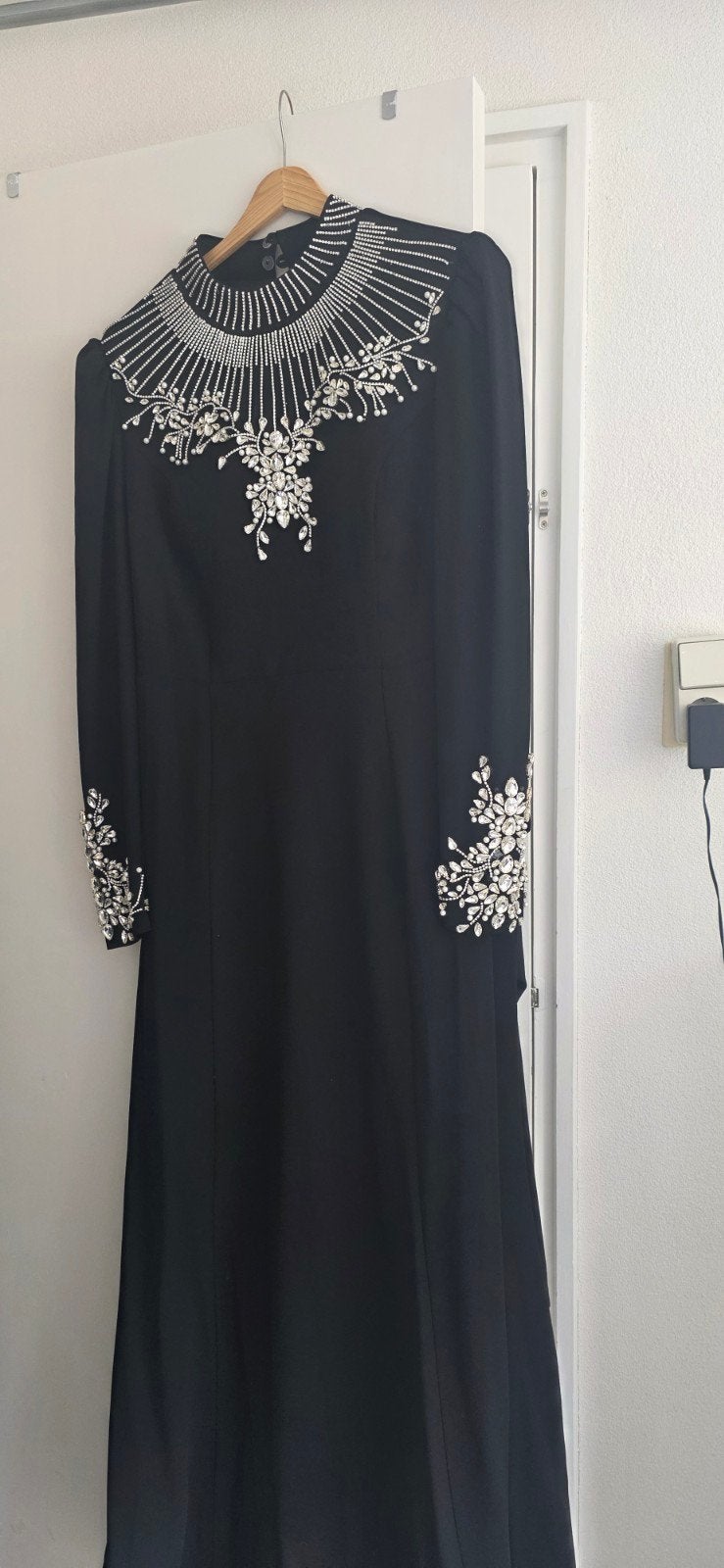 Zwarte Galajurk met Strass - Maat 44/XL, Kleding | Dames, Ophalen, Zwart, Maat 46/48 (XL) of groter, Zo goed als nieuw