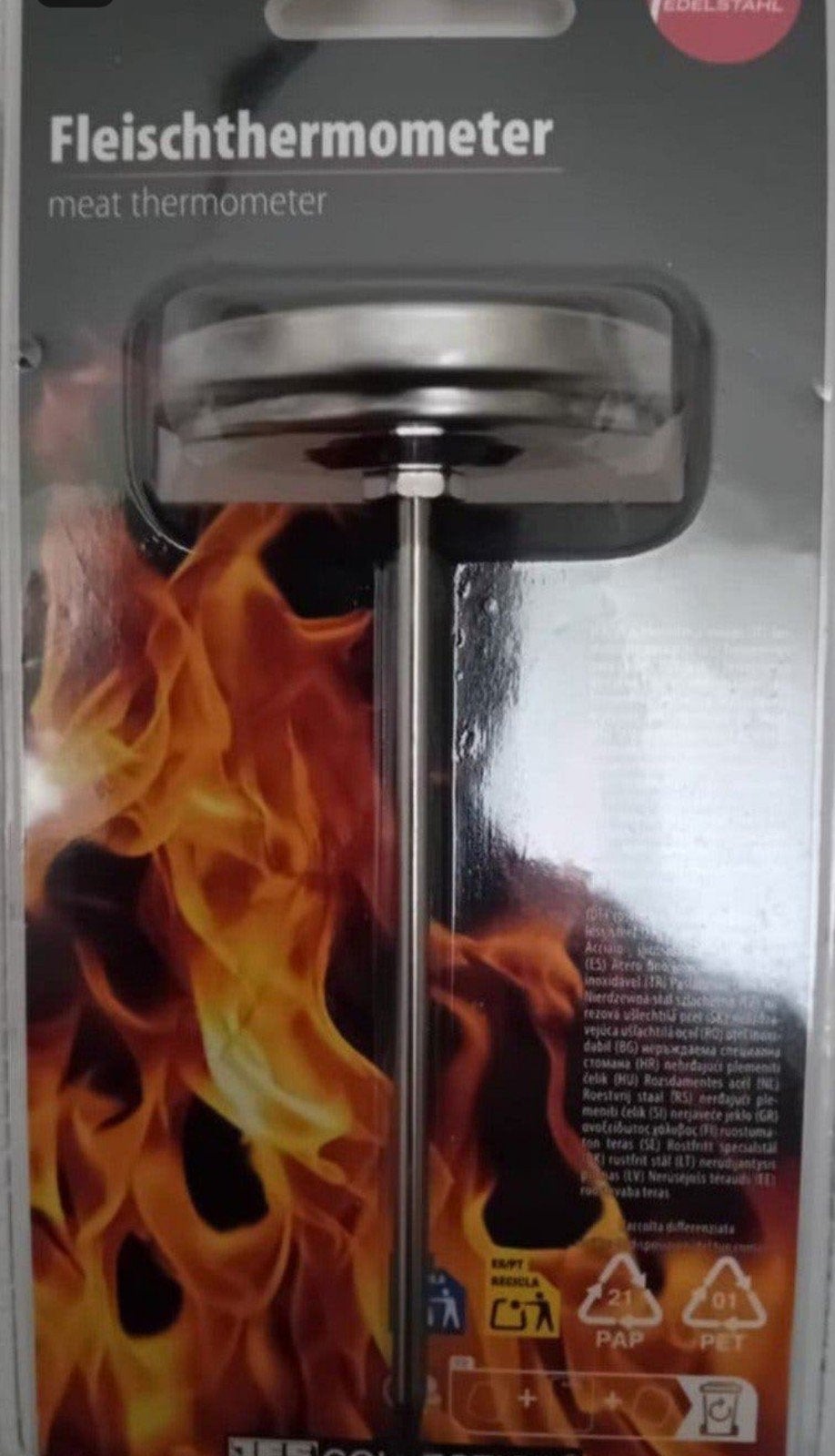 Vleesthermometer 0-Tot Max.120º. RVS Staal Voor BBQ  Nieuw!, Ophalen, Nieuw, Grill Guru