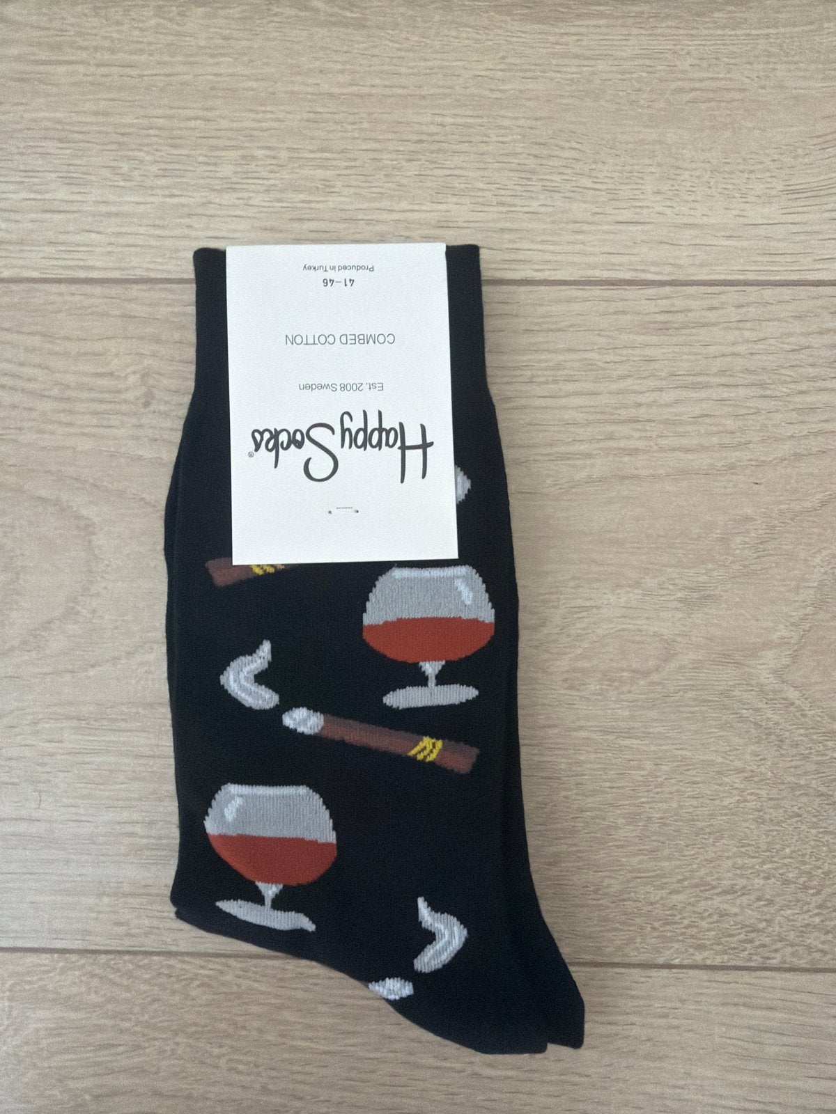 Happy Socks met Cognac en Sigaar Patroon - Maat 43-46, Kleding | Heren, Sokken en Kousen, Verzenden, Nieuw, Maat 43 t/m 46, Zwart
