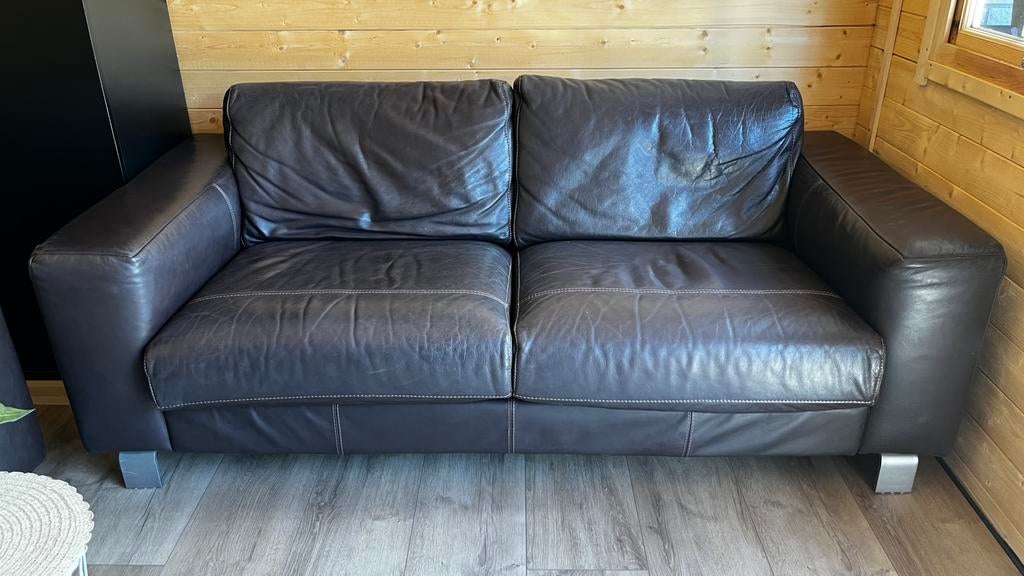 Bankje 2,5 zits leer, Ophalen, Gebruikt, 150 tot 200 cm, Tweepersoons
