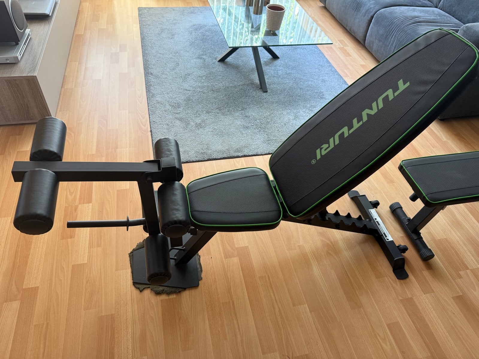 Tunturi Fitnessbank met halterset en gewichten, Ophalen, Gebruikt, Armen, Fitnessbank