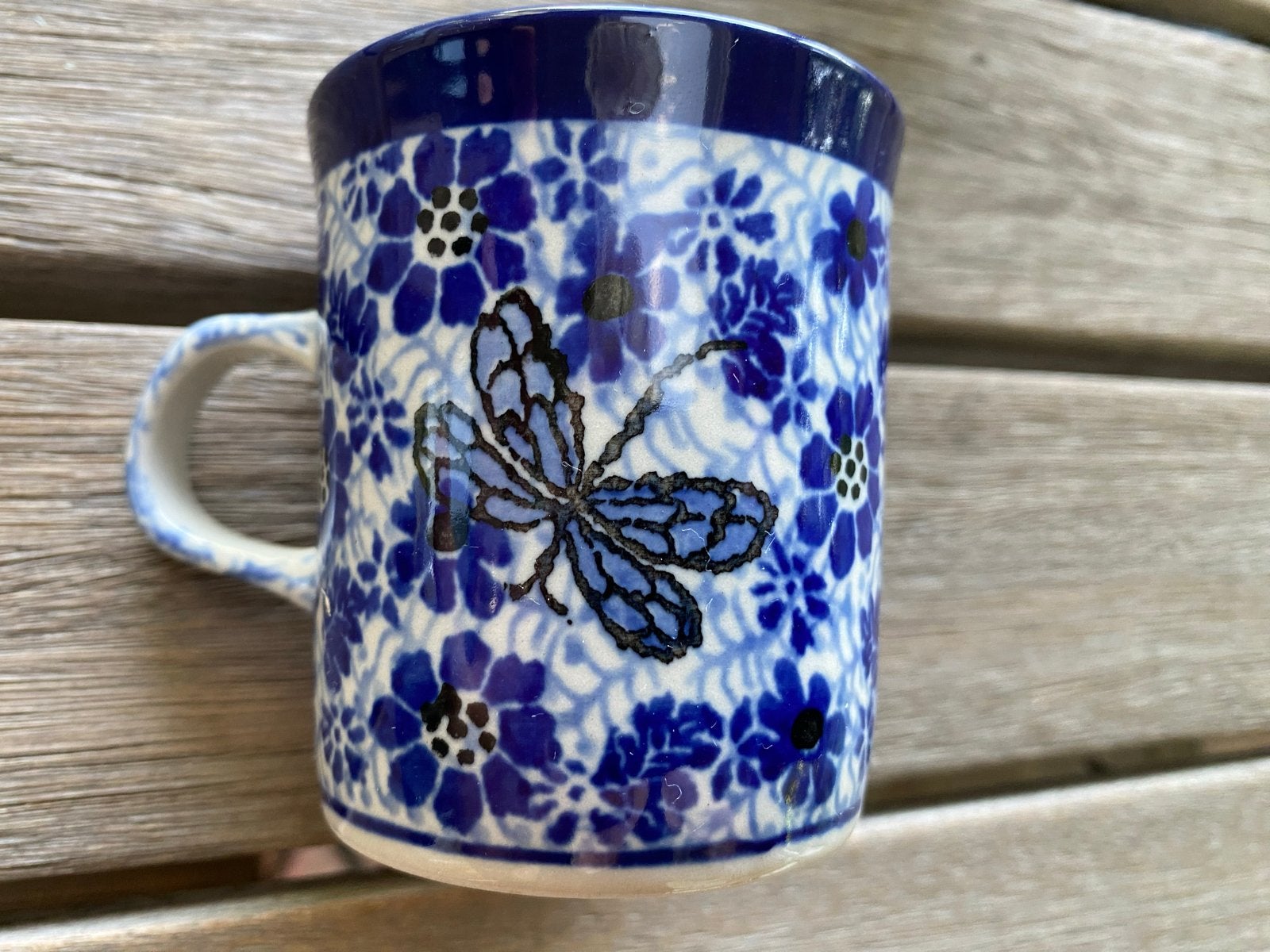 Bunzlau Dragonfly, 3 Poolse mokken, Antiek en Kunst, Antiek | Keramiek en Aardewerk, Ophalen
