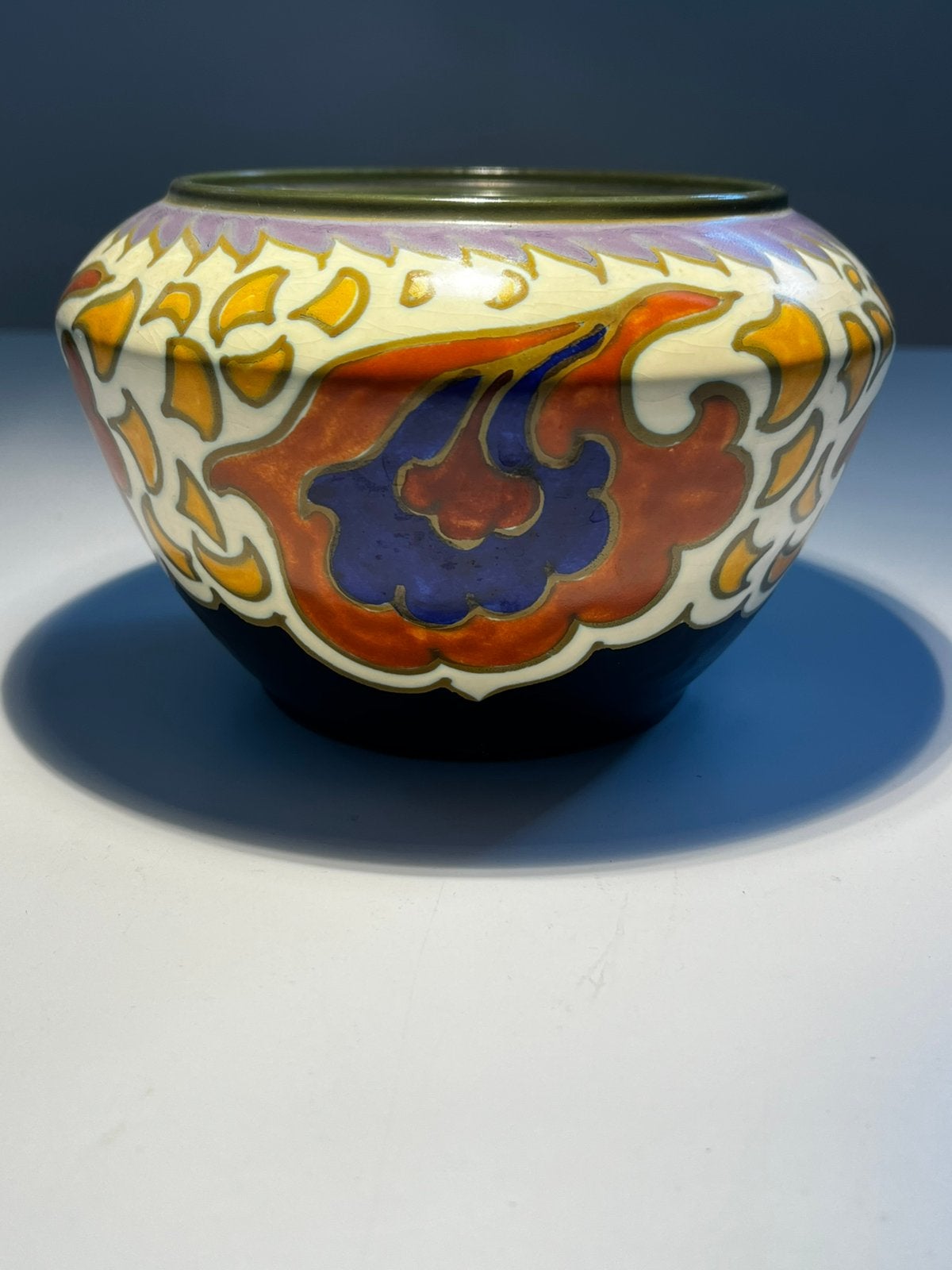 Art Deco Plazuid Gouda Bloempot/Bowl Majorca 1930 J. Van Ham, Antiek en Kunst, Ophalen of Verzenden