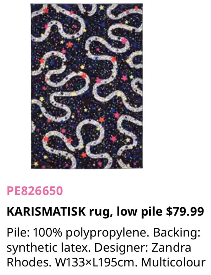 2x zgan Vloerkleed Ikea Karismatisk blauw wit roze geel zgan, Ophalen, 100 tot 150 cm, Blauw, Zo goed als nieuw