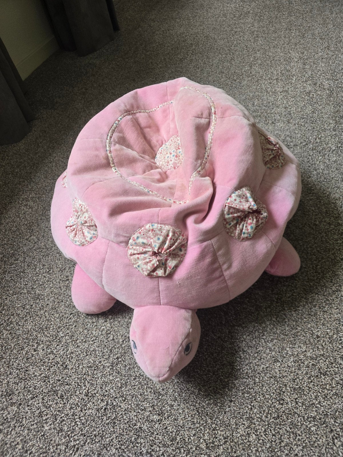 Roze schildpad poef/knuffel - ca. 50 cm diameter, Ophalen, Gebruikt, Overige typen, Middelgroot (20 tot 80 cm)