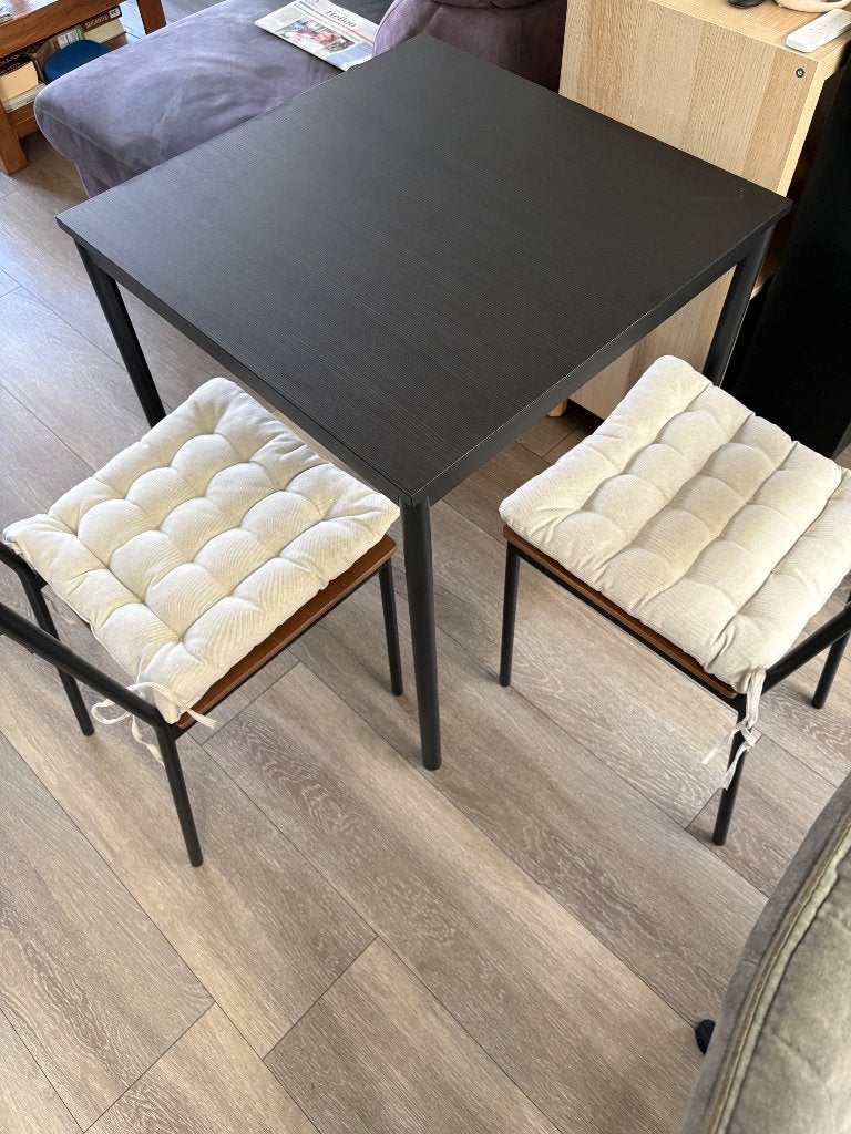 IKEA Sandberg tafel + 2 bijpassende stoelen, Ophalen, Overige materialen, 50 tot 100 cm, Vierkant