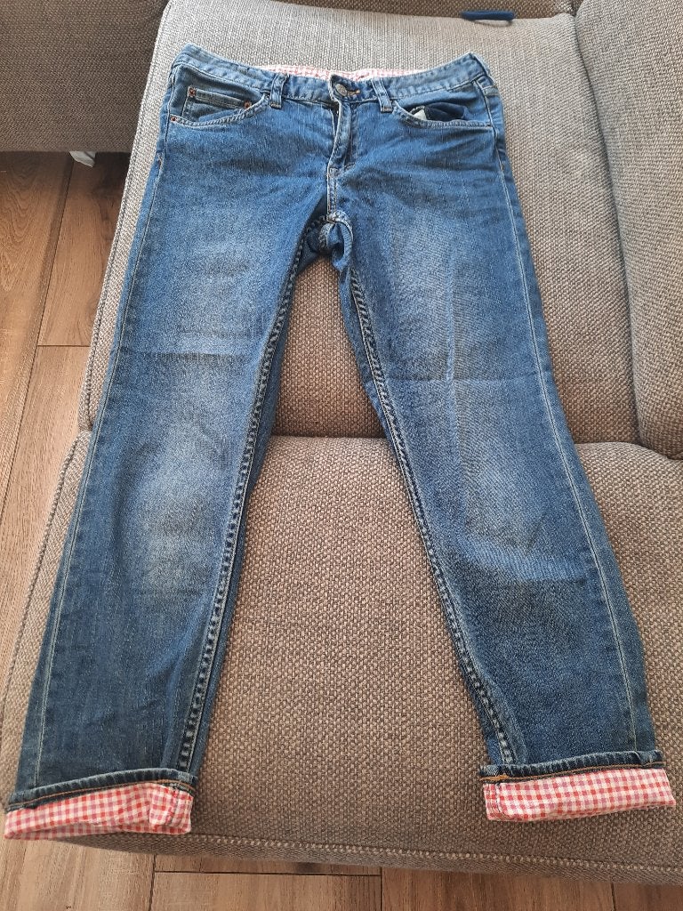 Stoere spijkerbroek met geruite omslag, Broek, Gebruikt, Meisje, H&M