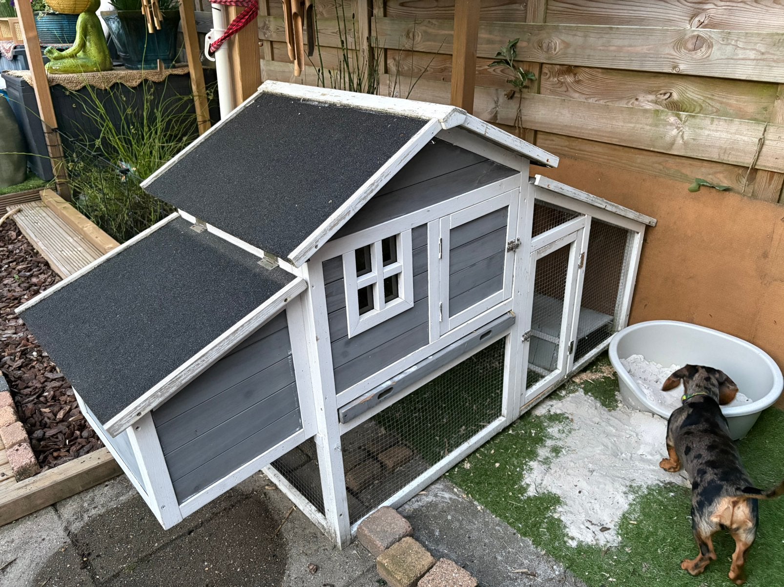 Wegens niet opdagen opnieuw!! Konijnenhok met ren, Dieren en Toebehoren, Knaagdieren en Konijnen | Hokken en Kooien, Ophalen, 90 cm of meer