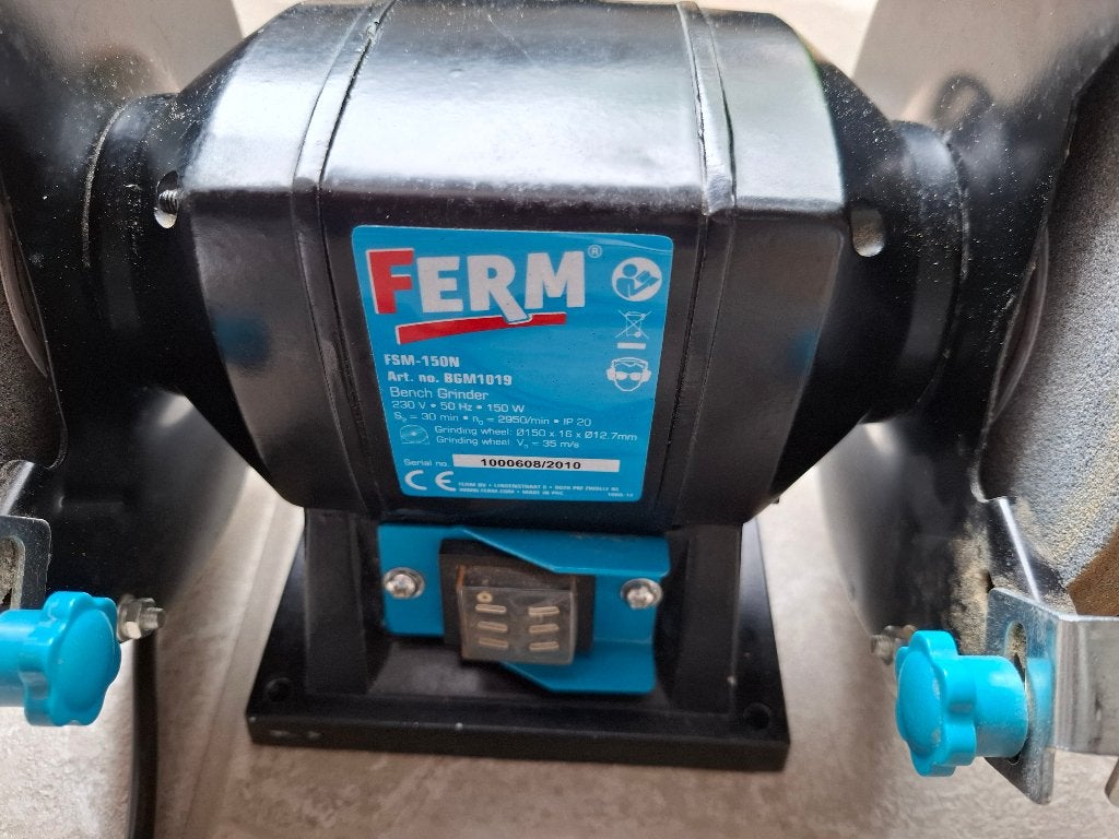 FERM BGM1019 Bankslijpmachine - 150W, Ophalen of Verzenden, Gebruikt, Minder dan 700 watt, Werkbankslijpmachine