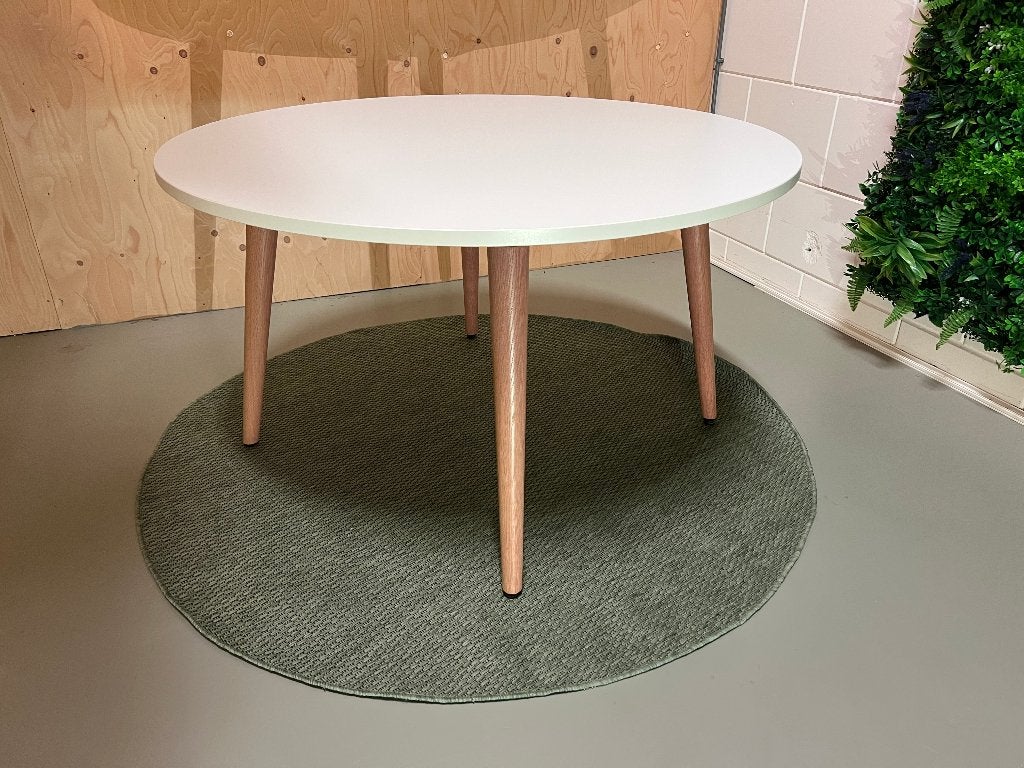 Moet weg: Ronde (eetkamer) tafel wit, Huis en Inrichting, Tafels | Eettafels, Zo goed als nieuw, 100 tot 150 cm, 100 tot 150 cm