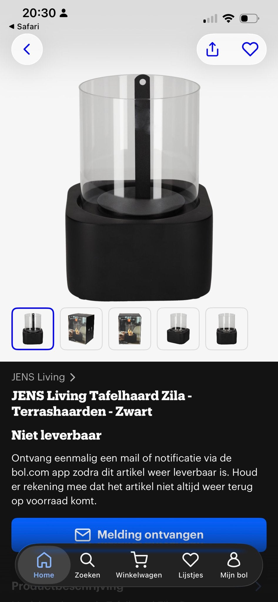Jens Living tafelhaard terrashaard zwart 15x20cm, Ophalen of Verzenden, Nieuw, Vrijstaande haard, Houthaard