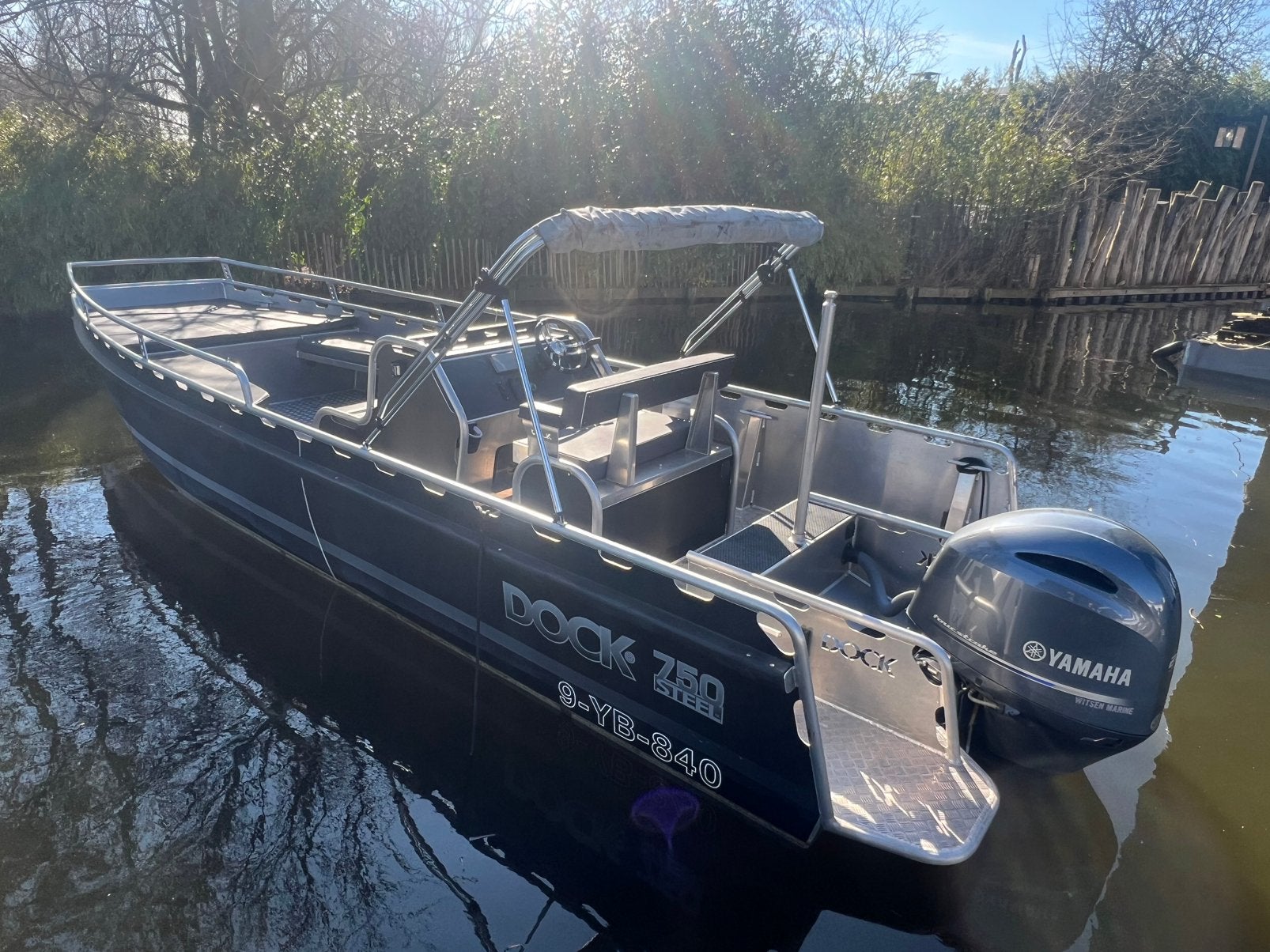 Dock 750 met 200 pk Yamaha, Watersport en Boten, Vis- en Consoleboten, Gebruikt, Overige merken, Met afstandsbediening, Elektrische start