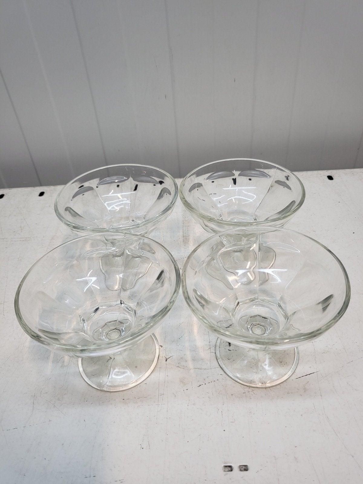 Set van 4 vintage glazen ijscoupes, Ophalen of Verzenden