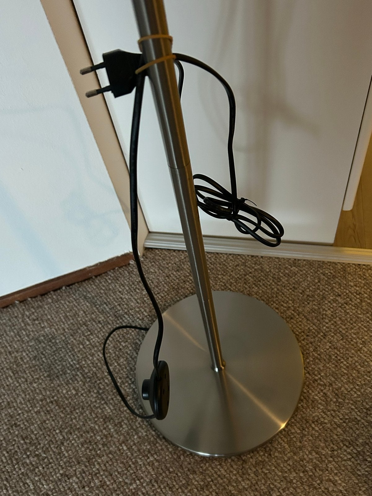 Staande schemerlamp met mosterdgele kap, verstelbaar, Ophalen, Gebruikt, 100 tot 150 cm, E27 (groot)