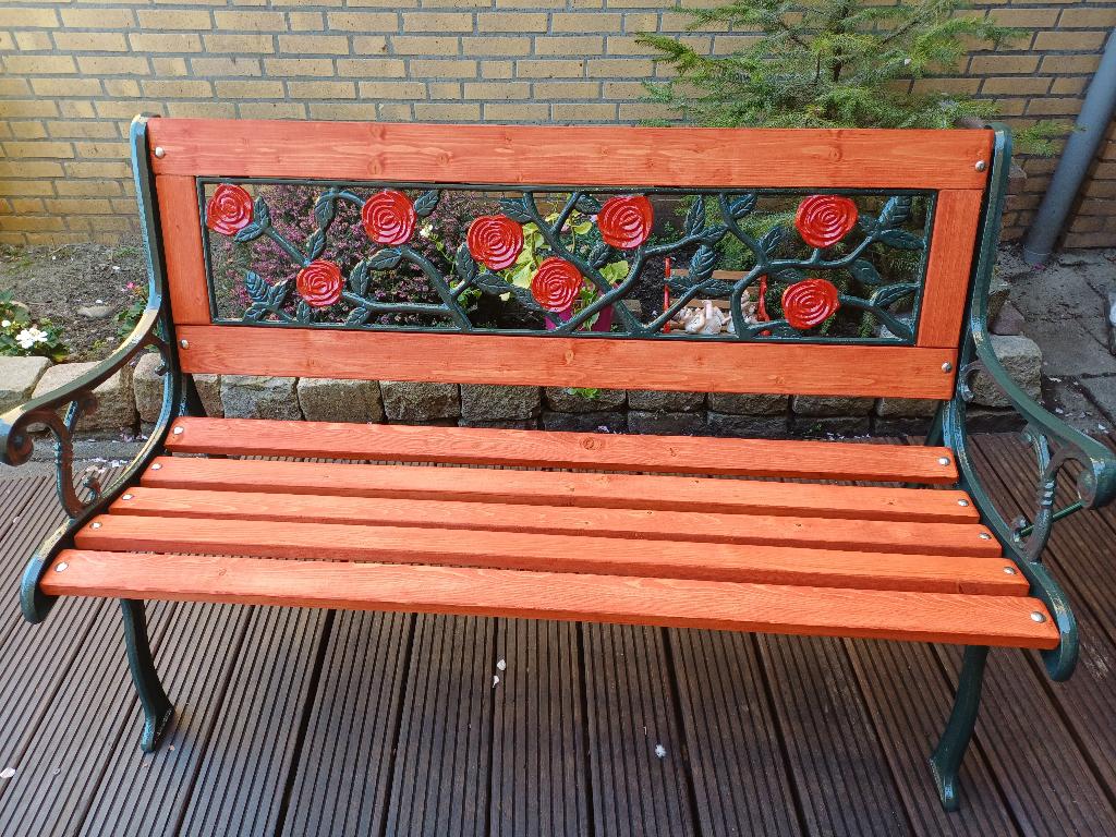 Tuinbank, antiek, met gietijzeren leuningen, Ophalen, Gebruikt, Overige materialen