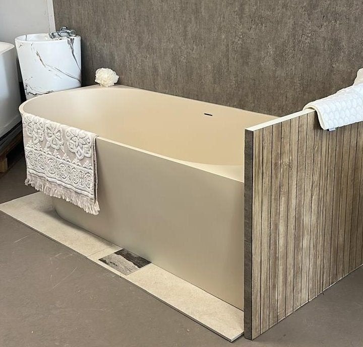 Ligbad Pinto 180x80 Mat Zand Cast Marble Hoekbad Rechts, Ophalen, Info@dealplein.nl, Dealplein, Bad